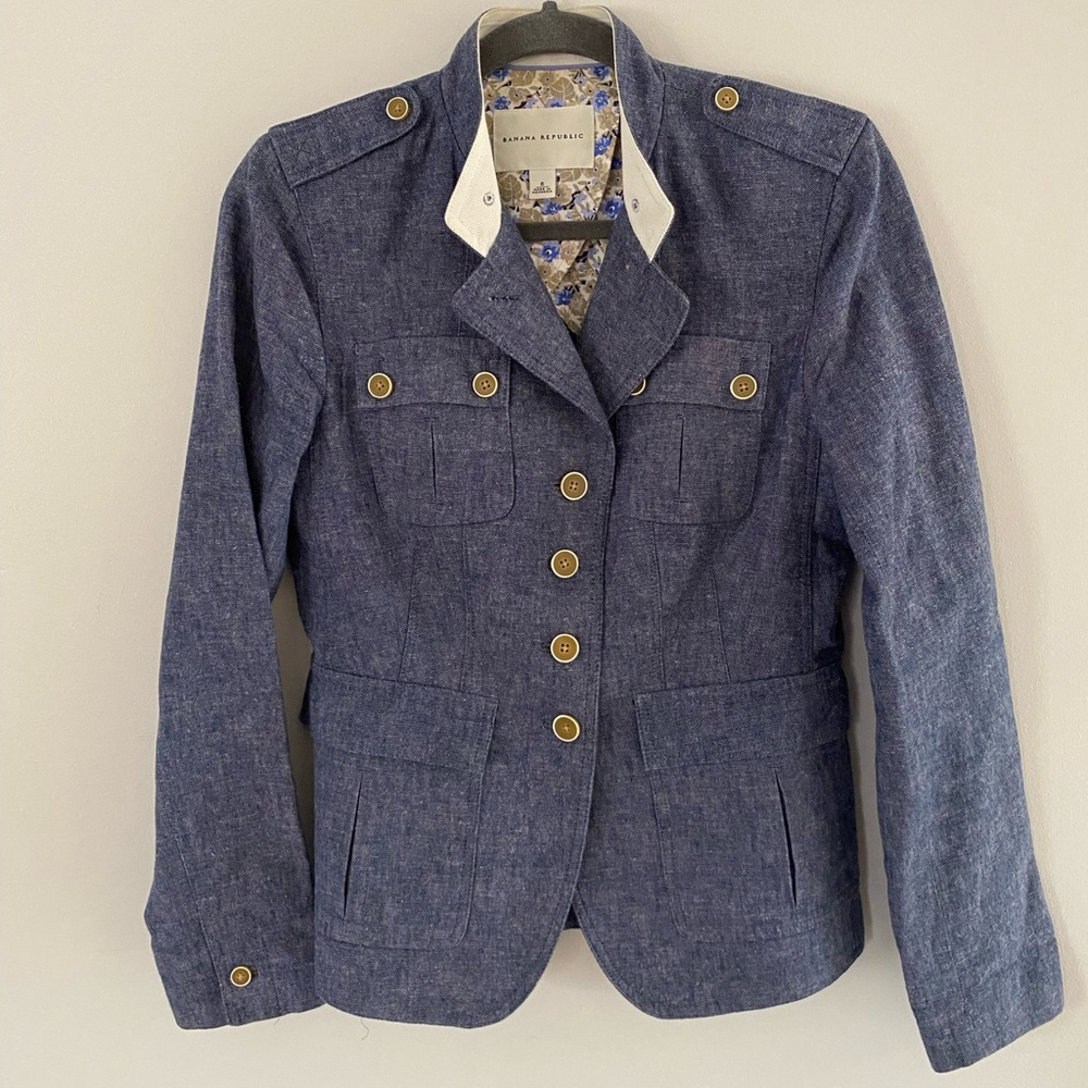 Banana Republic Blue Blazer with Gold Buttons